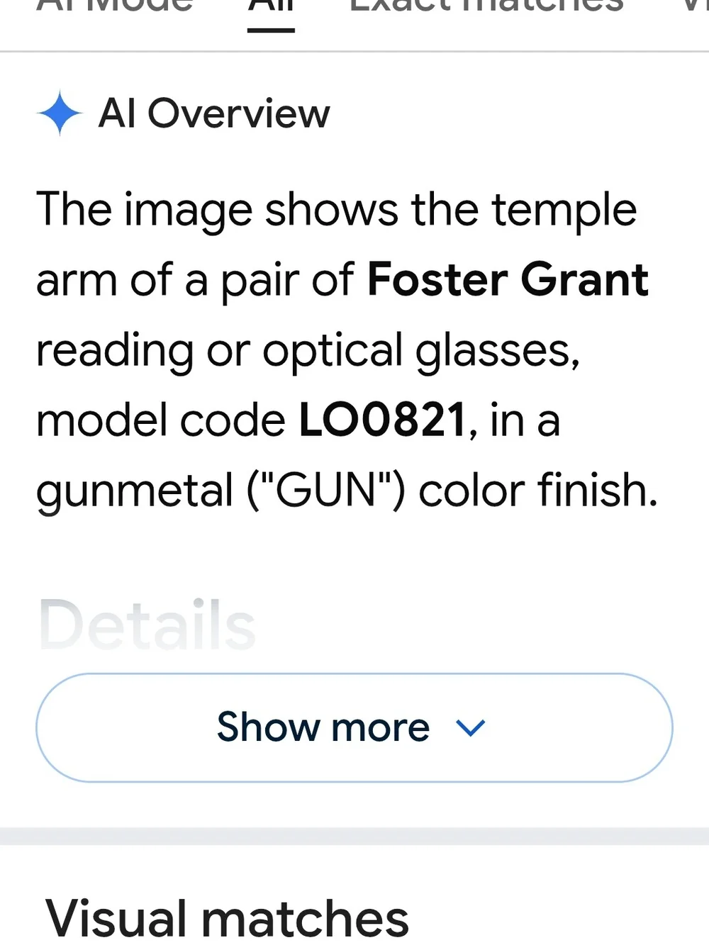Foster Grant lightweight rimless